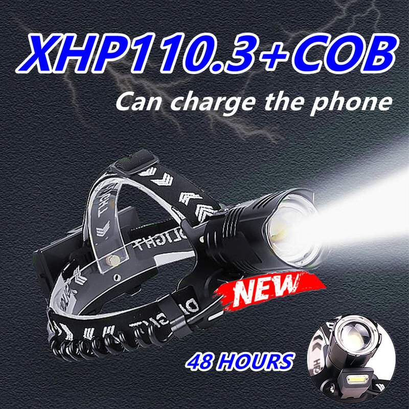 Super XHP110 Powerful Led Headlamp rechargeable Led Headlight 18650 Usb Head Flashlight Torch XHP90 Fishing Head Lamp Work Light