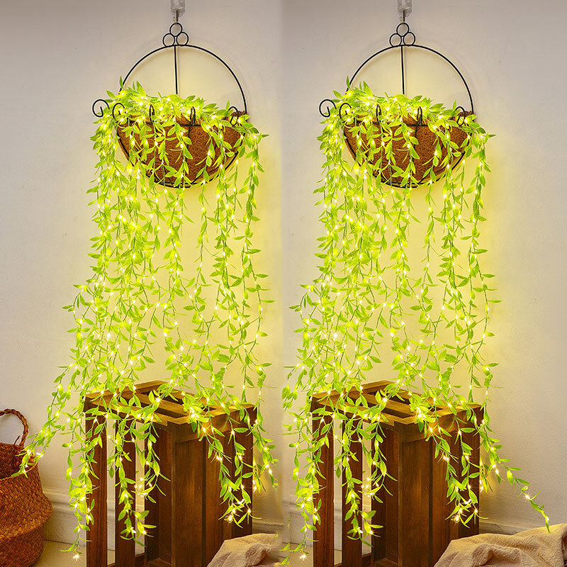 الاصطناعي اللبلاب الصفصاف جارلاند وهمية فاينز أضواء سلسلة الأخضر نبات معلق للجدار المنزل داخلي في الهواء الطلق حفل زفاف الديكور