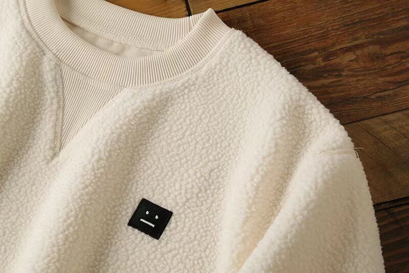 22SS New ACNE studios Lamb Pullover Swede Brand Smiley Face Series Embroidery Round Neck Warm Keeping Minimal Sweatshirt