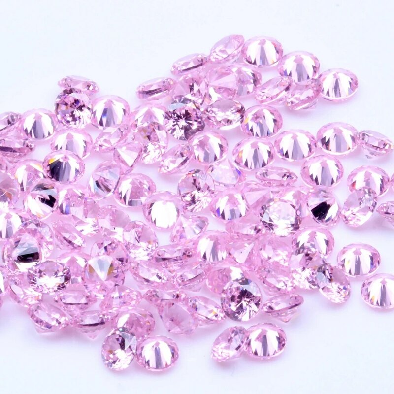 1000 قطعة AAAAA + 1.0-4.0 مللي متر تشيكوسلوفاكيا حجر قطع مستديرة الخرز الوردي اللون مكعب زركونيا الأحجار الكريمة الاصطناعية للمجوهرات
