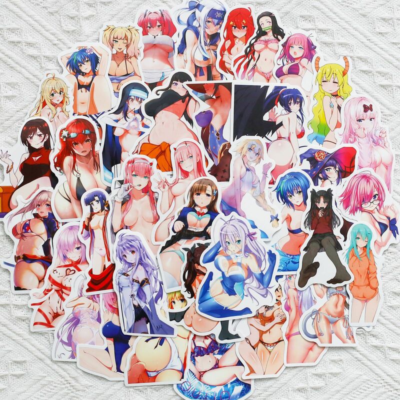 50pcs Cartoon Anime Sexy Exposed Bikini Beauty Waifu Stickers