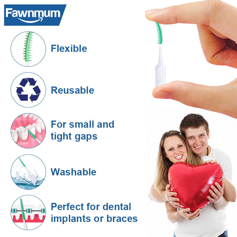 Fawnmum فرشاة بين الأسنان 150 قطعة فرشاة تقويم الأسنان لتنظيف هدفين الأسنان أدوات تنظيف خلة أسنان العناية بصحة الفم