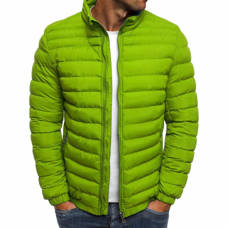 Foreign trade new European and American men's down cotton-padded jacket slim lightweight cotton-padded jacket leisure pure color