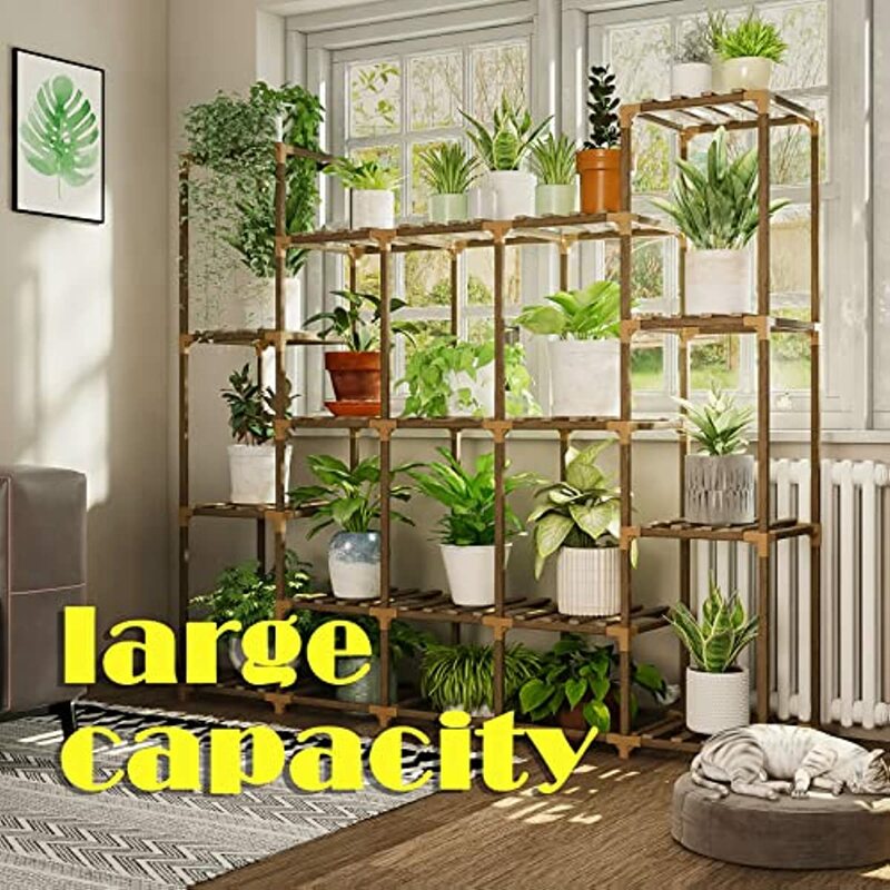 باموورلد رفوف نباتات داخلية كبيرة خارجية ، سعة كبيرة ، مصنوعة من خشب عالي الجودة ، مناسبة للشرفة والفناء والحديقة