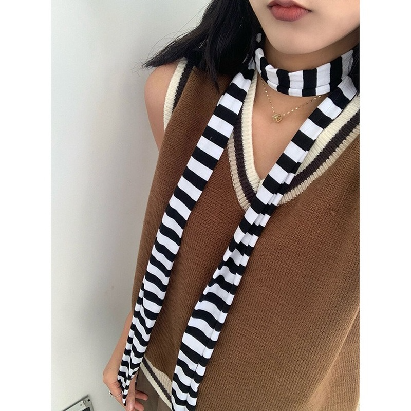 Punk Style Striped Long Scarf Women Autumn Scarves Girls Harajuku Knitted Blanket Scarf Winter Vintage Decorative Neckerchief