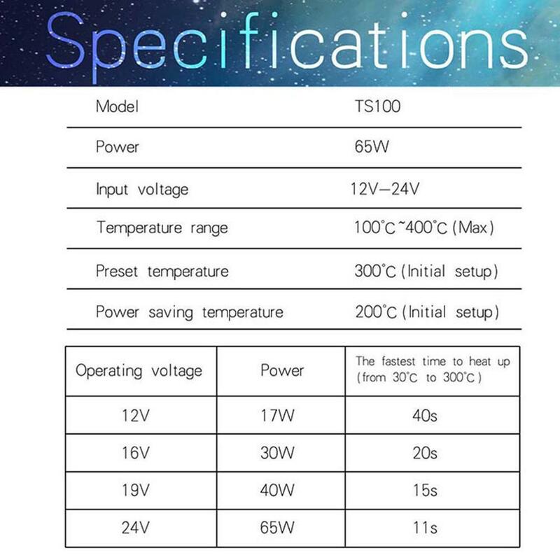 TS100 65 واط البسيطة الرقمية الكهربائية سبيكة لحام LCD برمجة عرض درجة الحرارة قابل للتعديل مع 24 فولت 3A امدادات الطاقة