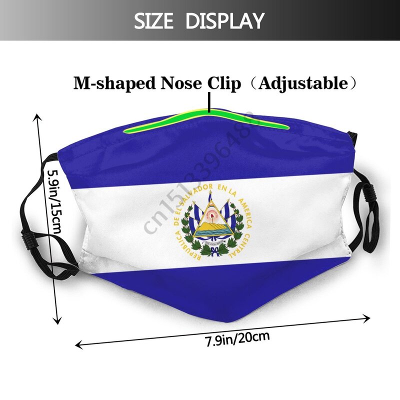 El Salvador Country Flag Face Mask With 2PCS Filter Adult Men Women Anti Dust Protection Cover Respirator Reusable Mouth Muffle