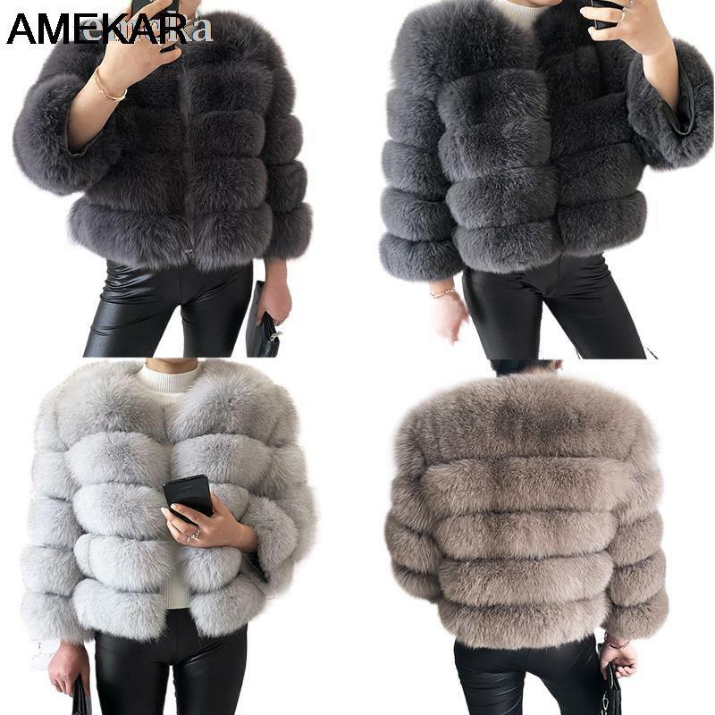 100% Natural Fur Jacket Women Winter Warm Leather Fox Fur Coat High Quality Fashion Elegant Fur Vest Lady New Real Fur Outerwear