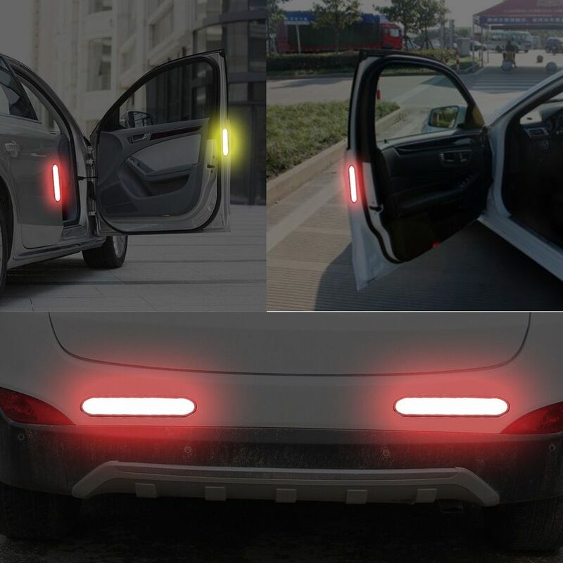 2Pcs Sign Night Lamp Alarm Red Car Reflective Strips Warning Tape Door Sticker Safety Mark