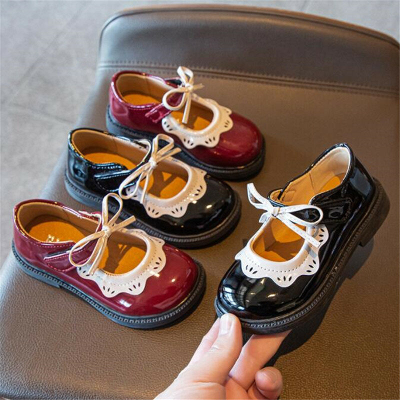 Bowknot الفتيات أحذية من الجلد الاطفال مصمم المتسكعون موضة الأطفال أحذية غير رسمية #1