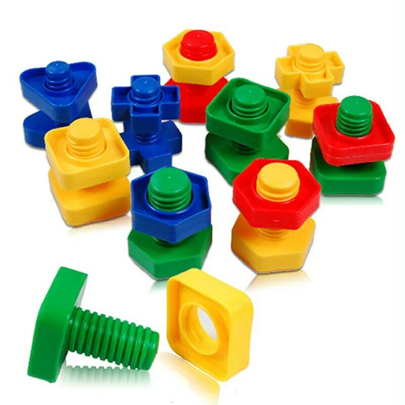 1 5Set Screw Building Blocks Plastic Insert Blocks Nut Shape Toys For Children Educational Toys Montessori Scale Models