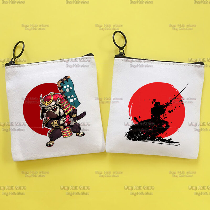 الساموراي المحارب بوشيدو اليابانية الرسم قماش الإبداعية محفظة نسائية للعملات المعدنية قصيرة مفتاح عملة حقيبة صغيرة هدية