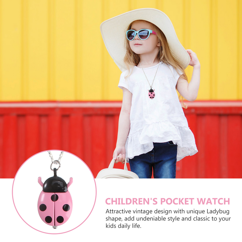 الأطفال ساعة الجيب قلادة: الأحمر الخنفساء ساعة جيب سلسلة سترة قلادة قلادة المفاتيح قلادة هدية