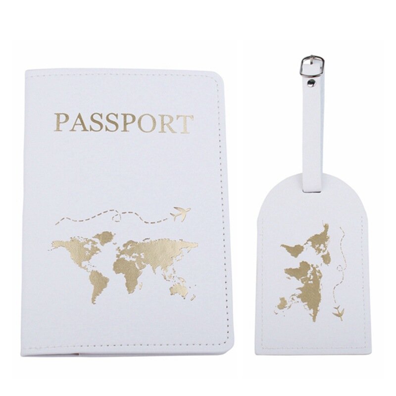 بلون جواز سفر غطاء الأمتعة علامة الزفاف جواز سفر غطاء مجموعة الوردي أسود أبيض رسالة حامل جواز سفر غطاء #3