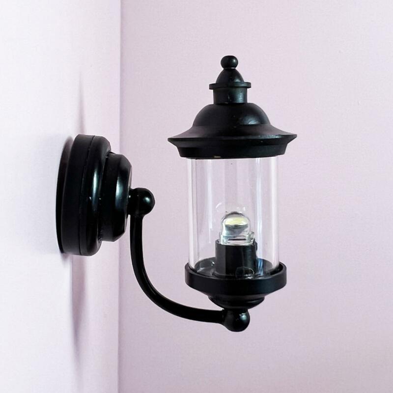 مصباح جداري مصغر بتصميم عتيق يعمل بالبطارية مصباح عاكس الضوء لألعاب 1/12 دمية ديكور إكسسوار ألعاب التظاهر #3