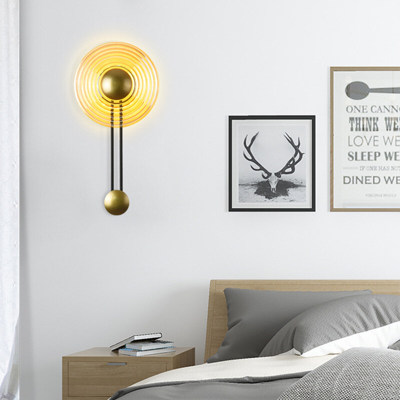 الشمال وحدة إضاءة LED جداريّة مصباح الذهب الزجاج إضاءة داخلية لغرفة المعيشة غرفة نوم السرير دراسة الديكور الممر الممر تركيبات الإبداعية