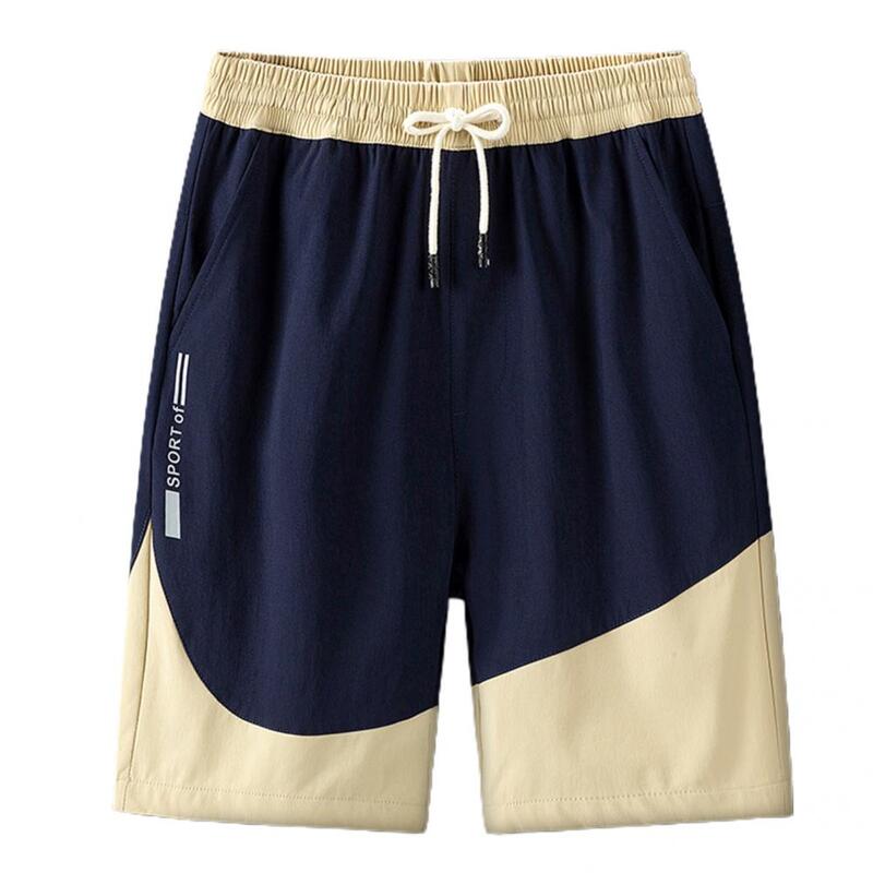 Short Pants Drawstring Casual Knee Length Straight Wide Leg Big Pockets Board Shorts   Summer Shorts  for Travel