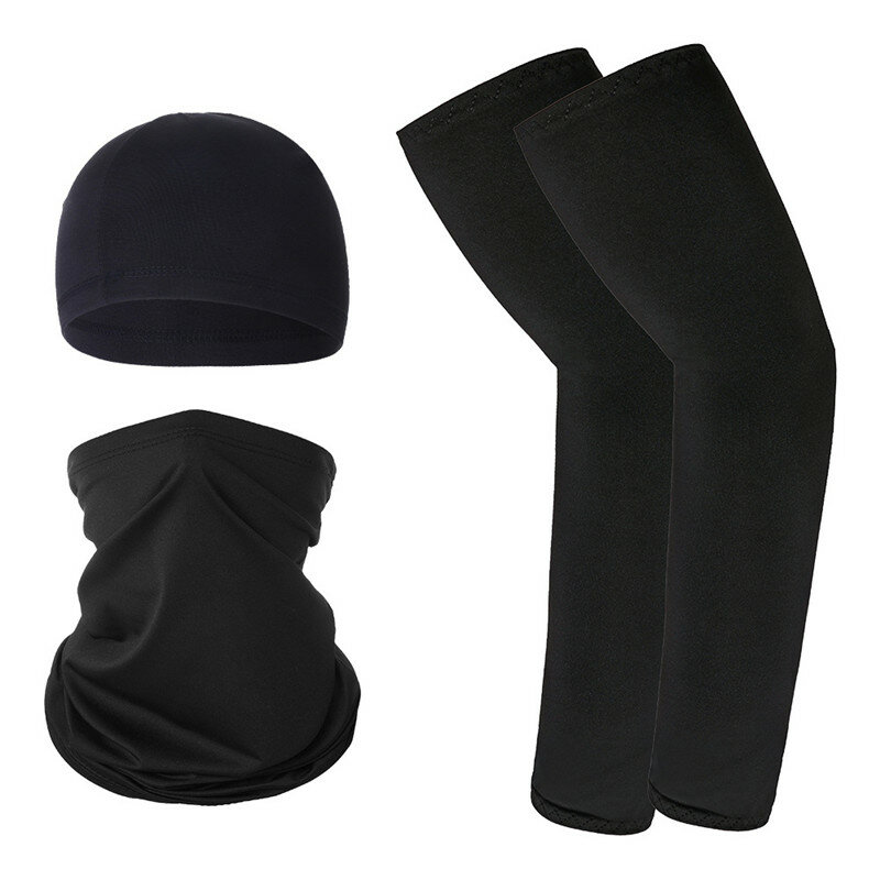 Sunscreen Ice Silk Sleeves Hat Scarf for Women Men Summer Arm Sunscreen Sleeve Thin Sport Breathable Cap Scarf Set