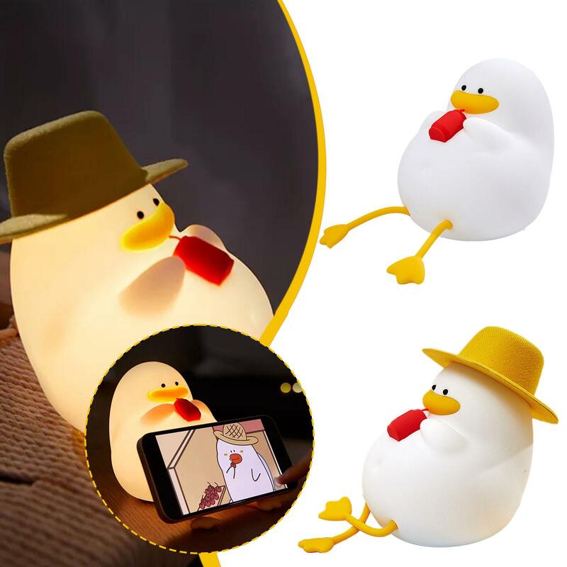 LED Lying Flat Duck Silicone Night Light USB Charging Bedside with Sleep Night Light Pat Dimming Atmosphere Table Lamp Gift #2