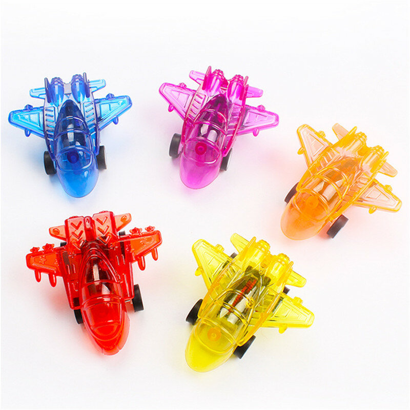 10PCS Candy Color Transparent Pull Back Airplane Model Kids Birthday Party Gifts Pinata Fillers  Boys Toys