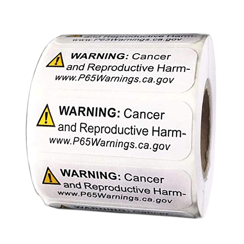 كاليفورنيا اقتراح 65 ملصقات تحذير 500/لفة ملصقات علامات السرطان والضرر التناسلي