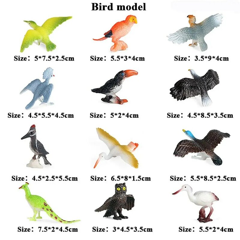 نماذج محاكاة الطيور تركيا طيور النحام الببغاء البومة البحر النسر النعامة الطيور نماذج بك عمل أرقام التماثيل الاطفال اللعب 2022 جديد