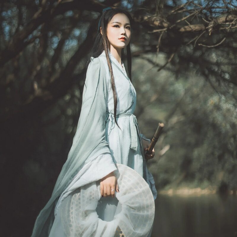 Qingping التقليدية Hanfu الإناث الخريف والشتاء الجنية متجدد الهواء Weijin نمط قميص كبير الأكمام مستقيم النمط الصيني فستان Hanfu