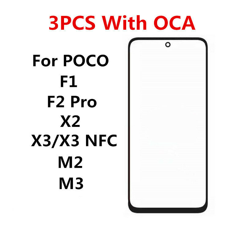 3 قطعة/الوحدة الشاشة الأمامية ل شاومي POCO F1 F2 برو X2 X3 NFC M2 M3 لوحة اللمس LCD عرض خارج الزجاج استبدال إصلاح أجزاء OCA