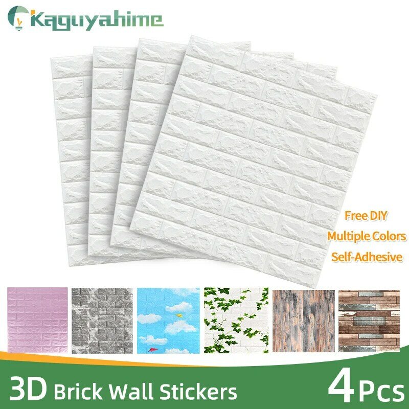 Kaguyahime 4 قطعة ثلاثية الأبعاد ملصقات الحائط ديكور مقاوم للماء ذاتية اللصق خلفية التلفزيون خلفية لغرفة النوم Marble بها بنفسك الطوب الرخام خلفية