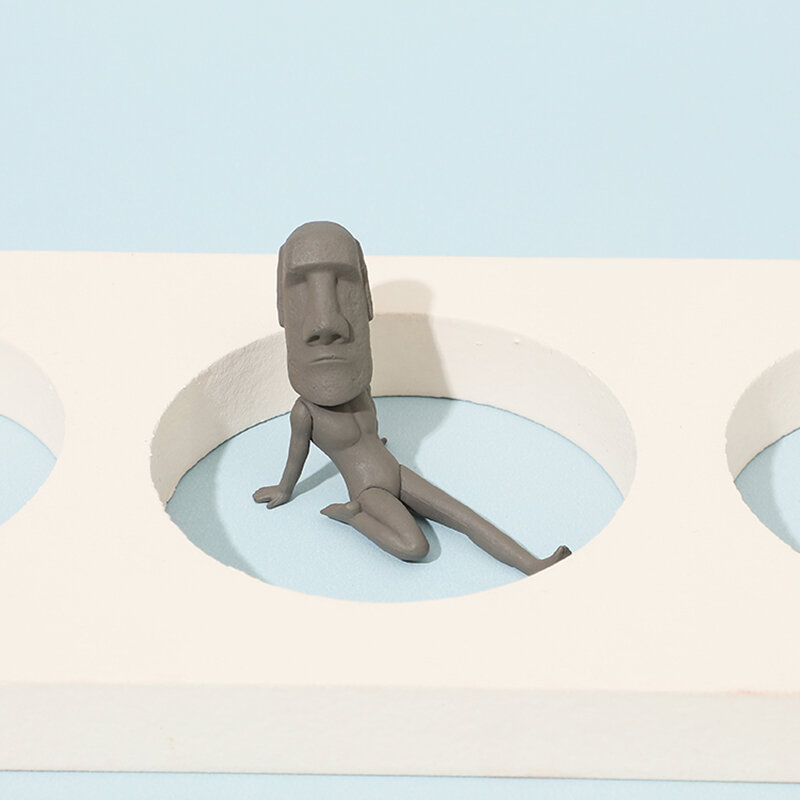 الكرتون تمثال Moai تمثال حجري الديكور مكاتب التماثيل المصغرة والمنحوتات عيد الفصح دمية تويست البيض زخرفة اكسسوارات المنزل #3