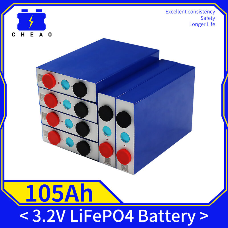 3.2 فولت 105Ah Lifepo4 بطارية 4 قطعة جديد قابلة للشحن Lifepo4 بطاريات لتخزين اليخوت الشمسية عربة كهربائية RV بطارية لتقوم بها بنفسك معفاة من الضرائب