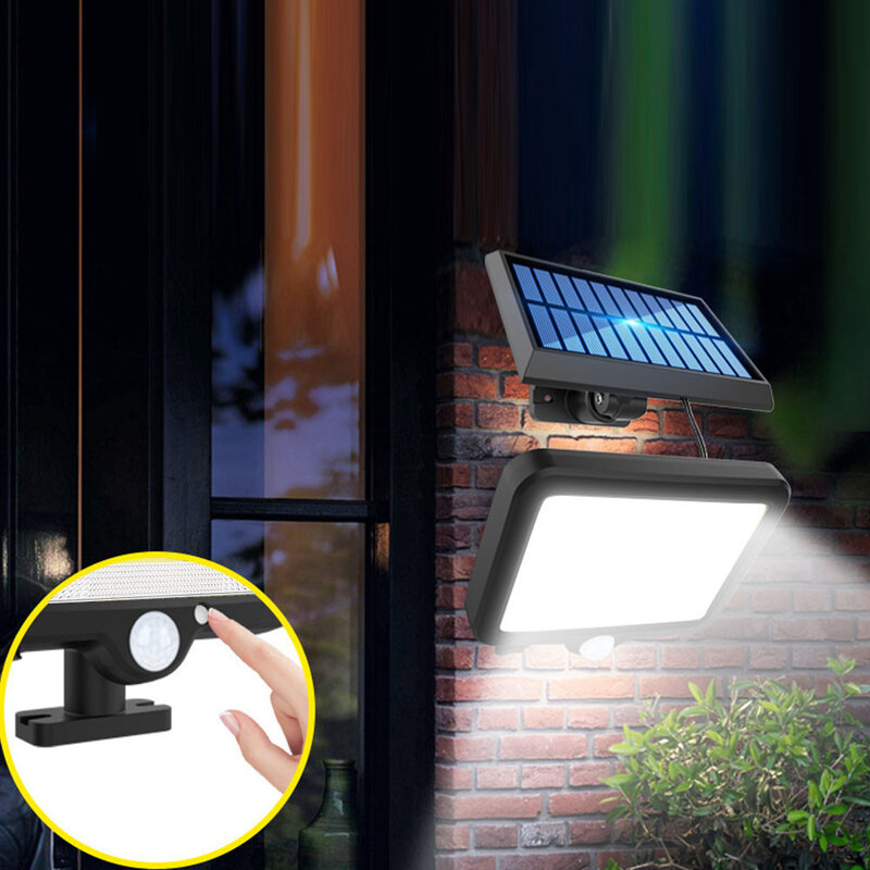 COB LED الشمسية سبليت الجدار مصابيح مستشعر حركة مضاد للماء مصابيح حديقة شارع الإضاءة الشمسية أضواء درب الأمن الجدار مصباح