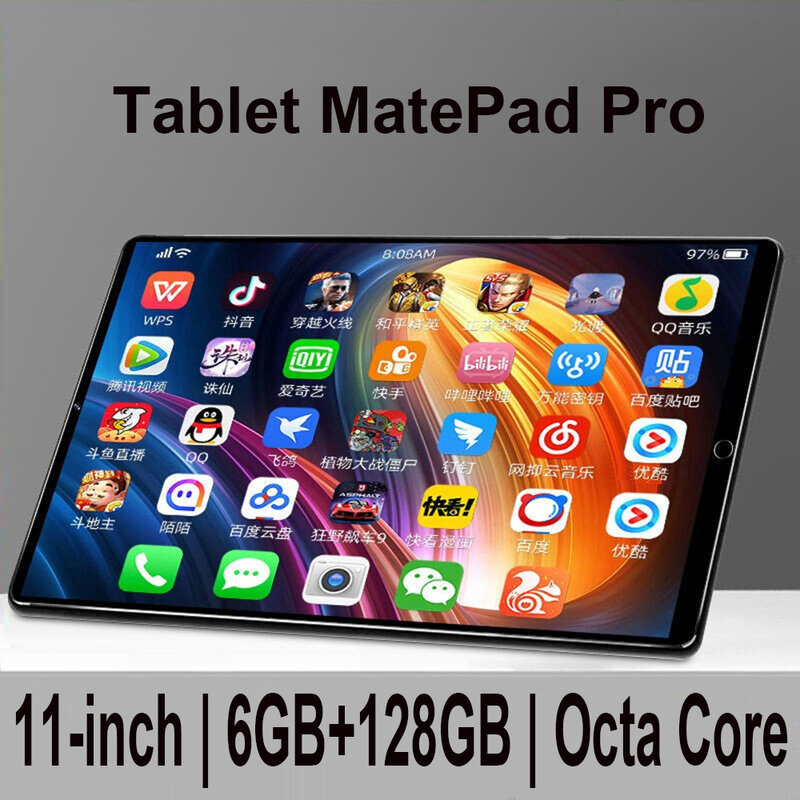 نسخة عالمية من الكمبيوتر اللوحي MatePad Pro بشاشة 11 بوصة وذاكرة وصول عشوائي 6 جيجابايت وذاكرة قراءة فقط 128 جيجابايت ونظام تشغيل أندرويد 10 أجهزة لوح...