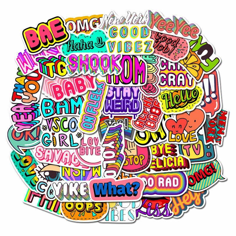 50 قطعة شخصية كلمة ملصق الحيوانات مضحك كورجي على الهاتف المحمول مستلزمات الحيوانات الأليفة حفلة الاطفال الهدايا TZ015