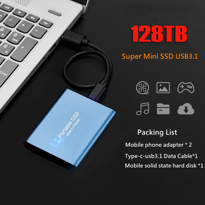 قرص صلب خارجي محمول 500GB 1/2/8/16/30/64 تيرا بايت محرك الحالة الصلبة SSD لأجهزة الكمبيوتر المحمول جهاز تخزين USB 3.0 القرص الصلب المحمول