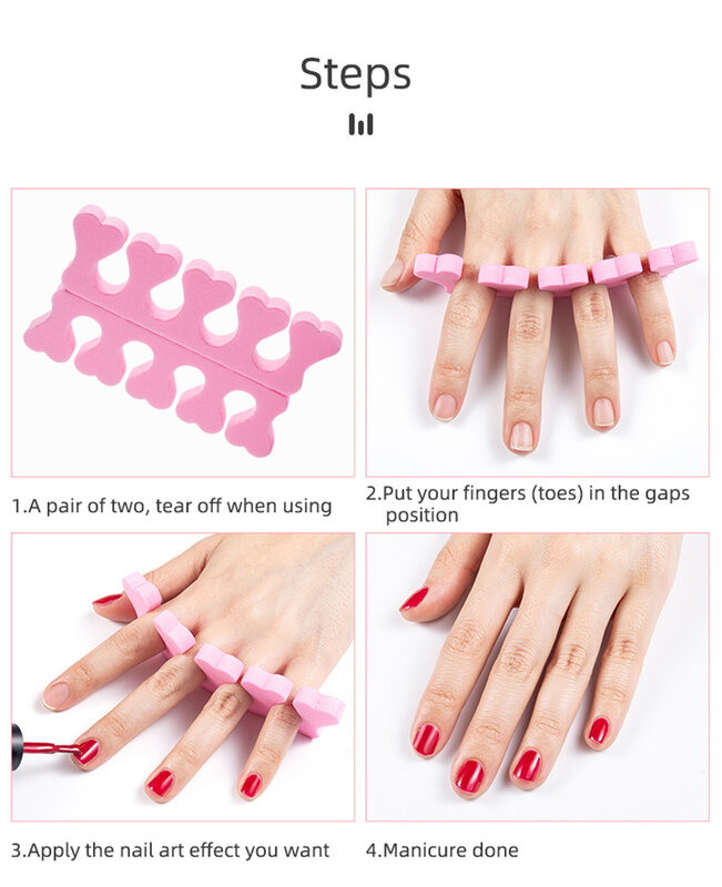 50Pcs Pink Toes Bone Separators Soft Sponge Foots Valgus Split Fixator Corrector Pedicure Tool Fingers Nail Gel UV Polish Tools