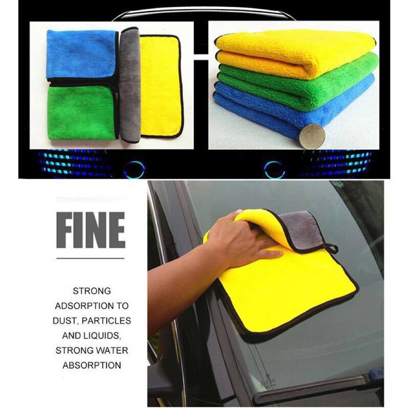Ready Stock Cleaning towel 30x40cm double color High density Thickening Microfiber Car wash Multi-function towel