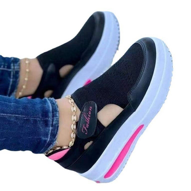 أحذية النساء 2022 الصيف منصة أحذية رياضية تنفس شبكة الفيلكرو إسفين حذاء كاجوال حجم كبير 43 امرأة فلكنيز الأحذية الأحذية