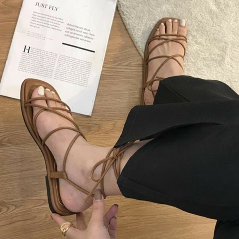 Women Sandals Summer Shoes Peep Toe Shoes For Women Breathable Soft Sandals Woman Bandage Sandals New Fashion Zapatos De Mujer