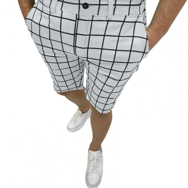 40% حار الرجال السراويل مخطط جيوب الصيف منقوشة مستقيم سراويل قصيرة لارتداء اليومي