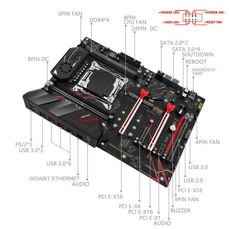 الماكنه X99 اللوحة مع عدة زيون E5 2680 V4 معالج وحدة المعالجة المركزية LGA 2011-3 32G = 16Gx2 DDR4 ECC الذاكرة NVME M.2 USB 3.0 MR9A-PRO #2