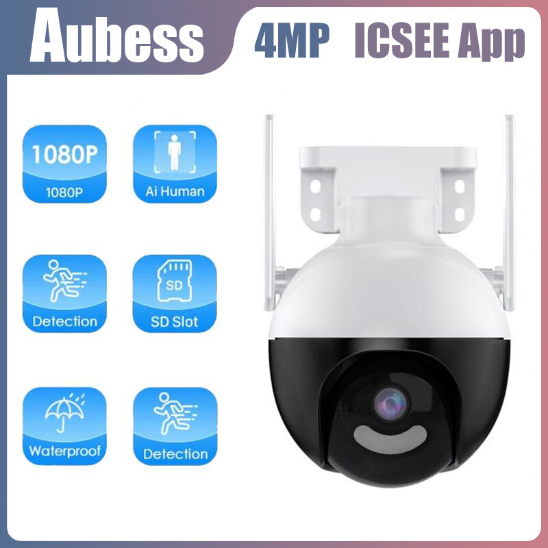 AUBESS الترا HD 4MP 2K في الهواء الطلق PTZ قبة واي فاي كاميرا IP CCTV فيديو كشف الإنسان الأمن مراقبة اتجاهين كاميرا ICSee التطبيق