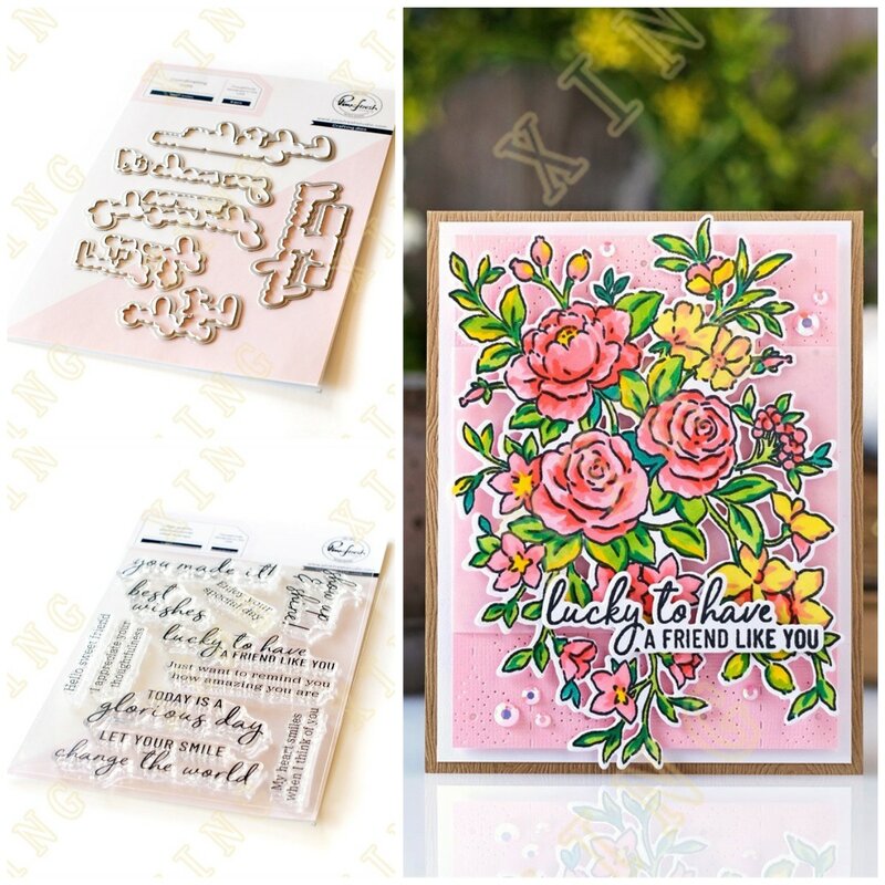 Hot Newest Heart Smiles Metal Cutting Dies Clear Stamps Scrapbook Diary Secoration Embossing Template Diy Greeting Card Handmade