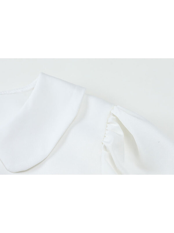 المرأة قمصان بيضاء Kawaii Agaric بلوزات الدانتيل زر حتى السيدات موضة عادية لطيف نفخة كم بلايز لوليتا نمط 2022 الصيف