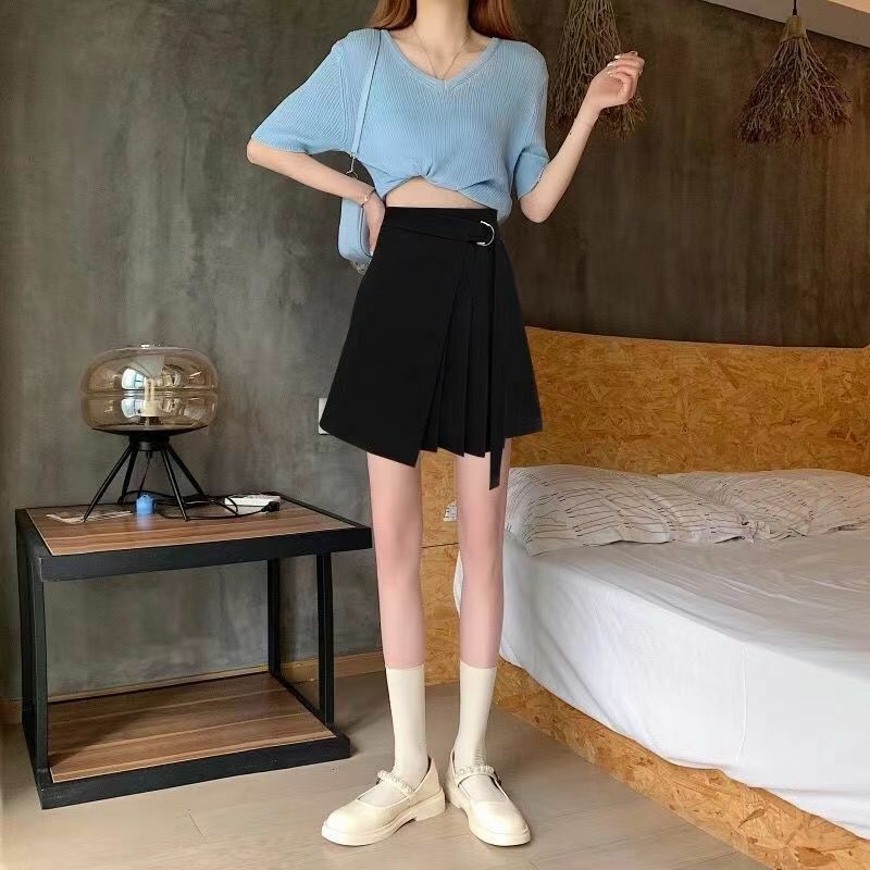 Asymmetrical Skirts Women High Waist Chic Design Simple Mini Daily All-match Pure Ulzzang Ladies Basic Creativity Summer Faldas