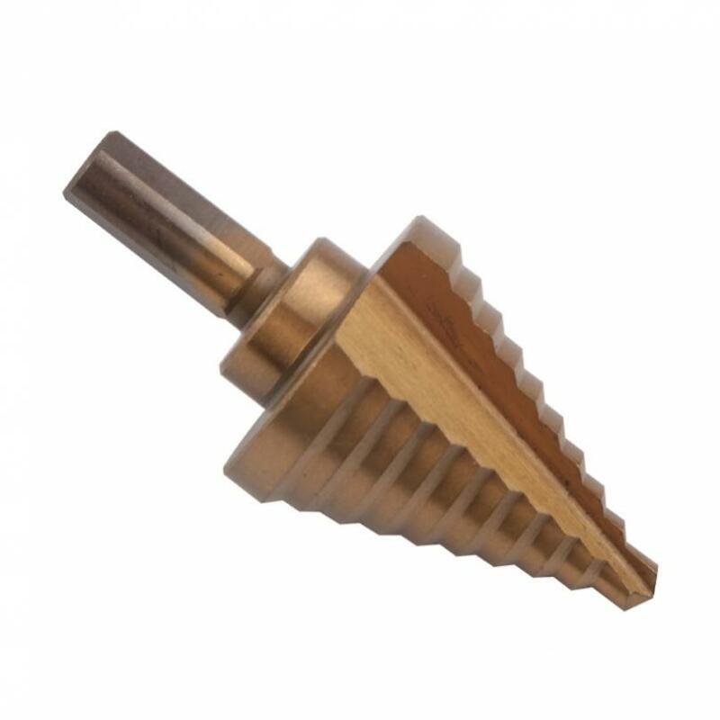 1 / 4 - 1 3 / 8 Titanium Plated Step Drill Bit 118 Degree X Shaped opening Drill Bits for Wood Panel / Aluminum Alloy / Copper