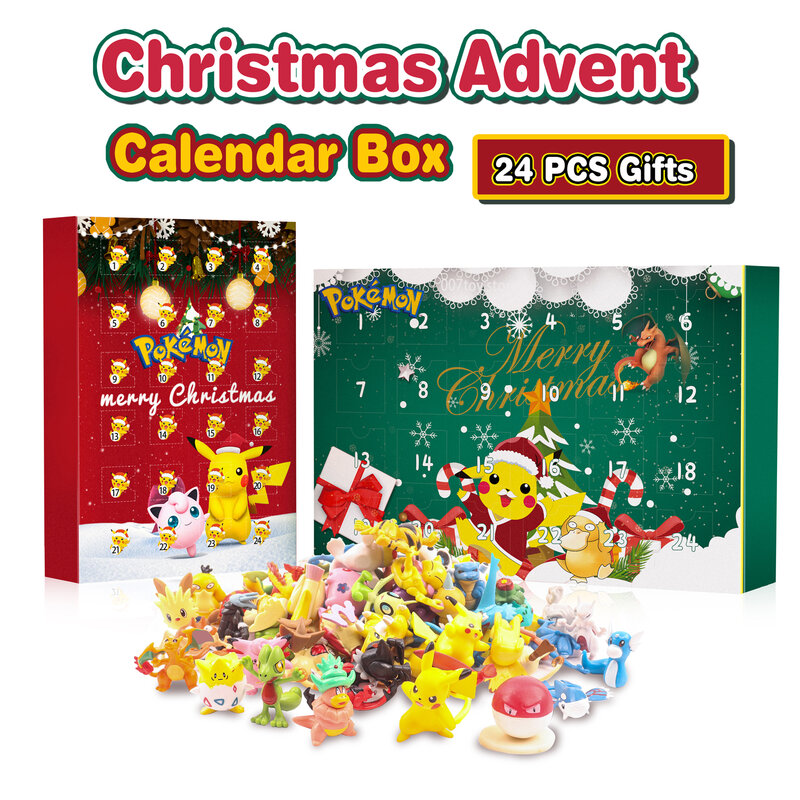 2022New 24 قطعة البوكيمون عيد الميلاد تقويم القدوم صندوق ألعاب شخصيات الحركة أنيمي الشكل ألعاب أطفال صندوق البوكيمون جيتس