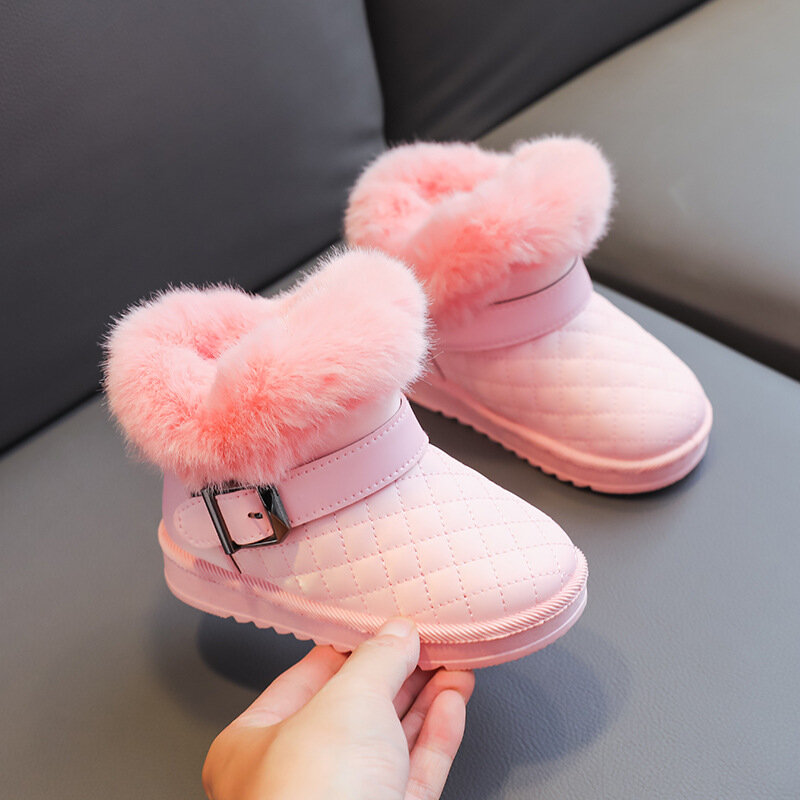 أطفال أحذية الثلوج الفتيات أحذية قطنية الشتاء أفخم الدافئة عدم الانزلاق الأطفال الفتيات حذاء من الجلد حذاء طفل صبي #3