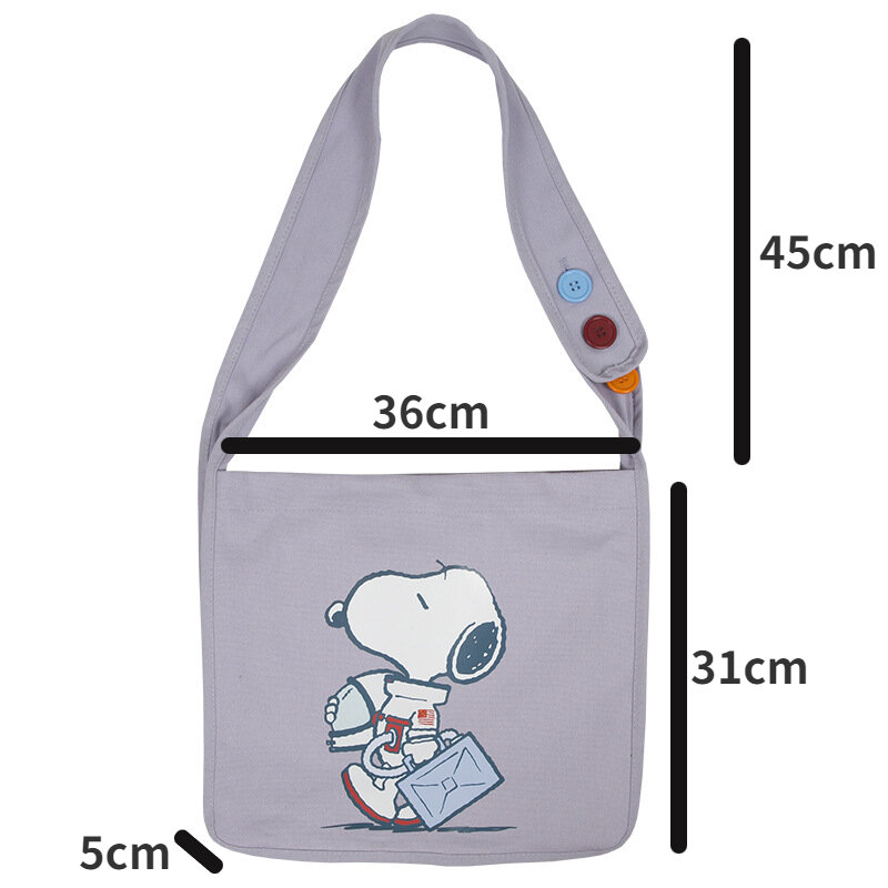 Cute SNOOPY Authentic Moon Landing Anniversary Simple Canvas Bag Student Large-capacity One-shoulder Messenger Bag