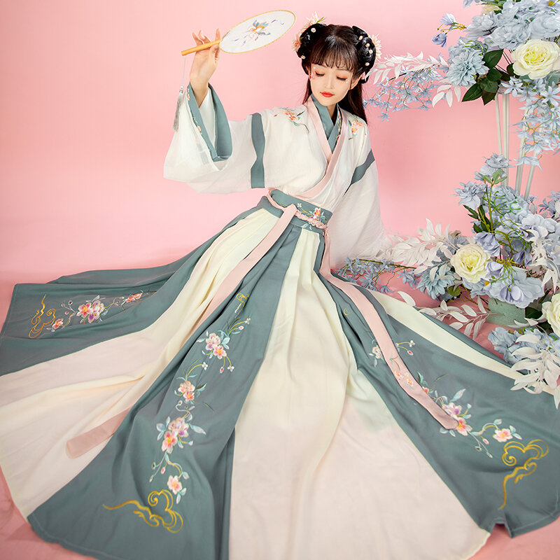 الصينية التقليدية فستان الأميرة امرأة القديمة Hanfu زي سيدة أناقة الجنية تأثيري الملابس تانغ سلالة الرقص الشعبي